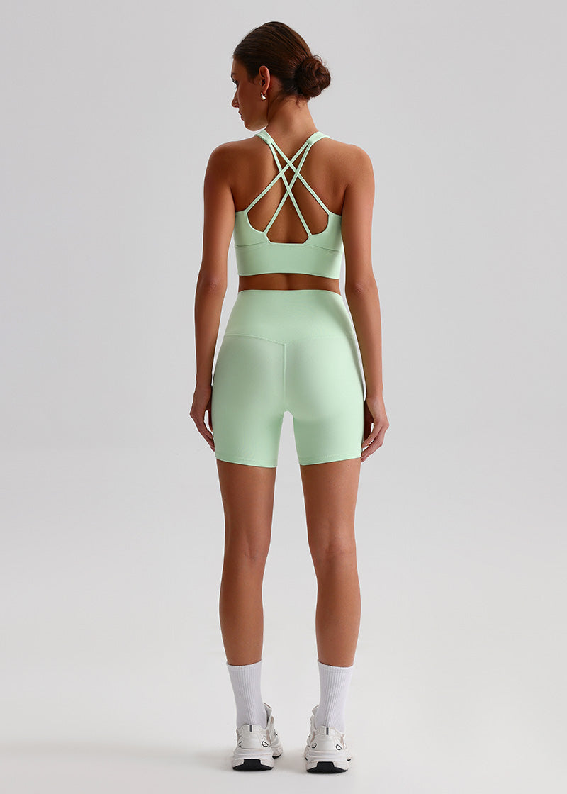 SisFlow™ 2 Piece Workout Set - Cross-back Sports Bra Yoga Shorts