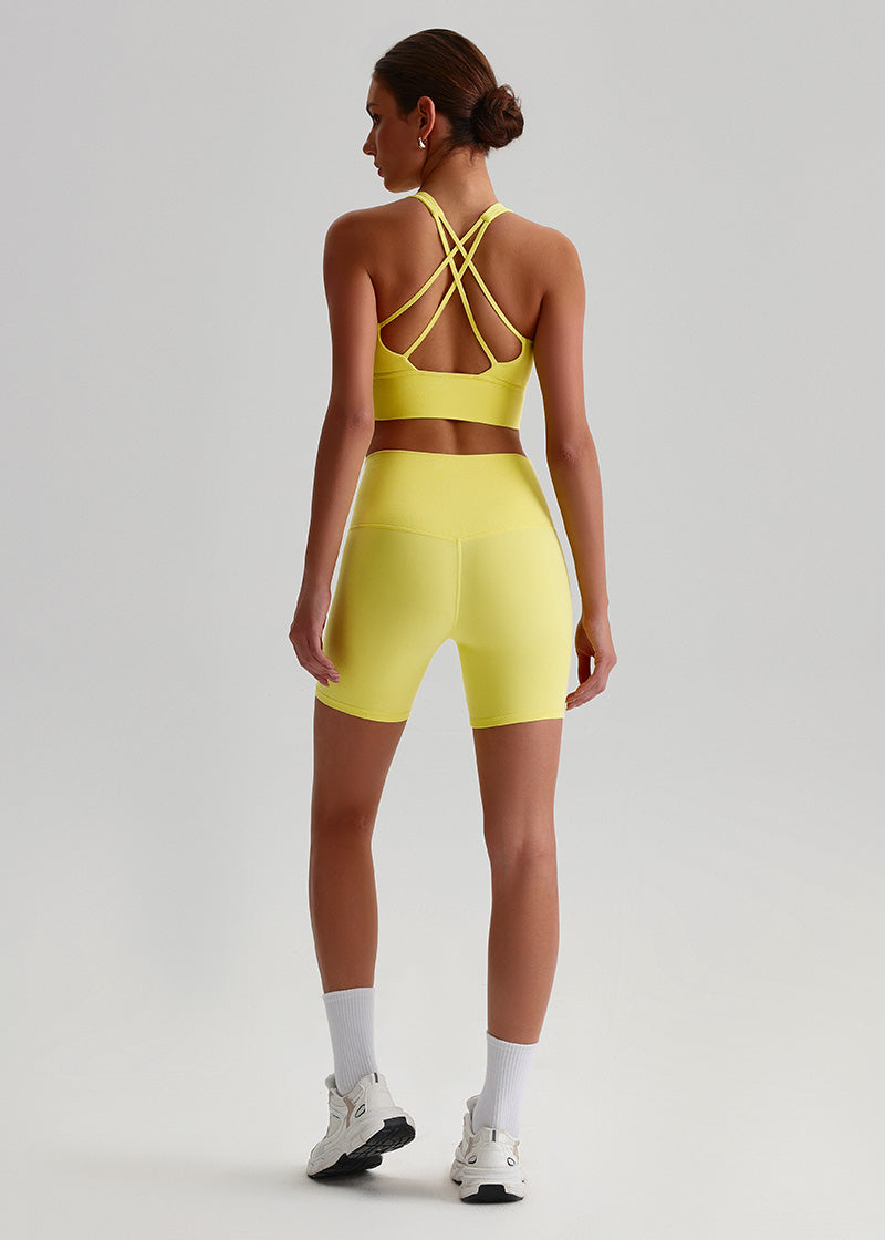 SisFlow™ 2 Piece Workout Set - Cross-back Sports Bra Yoga Shorts