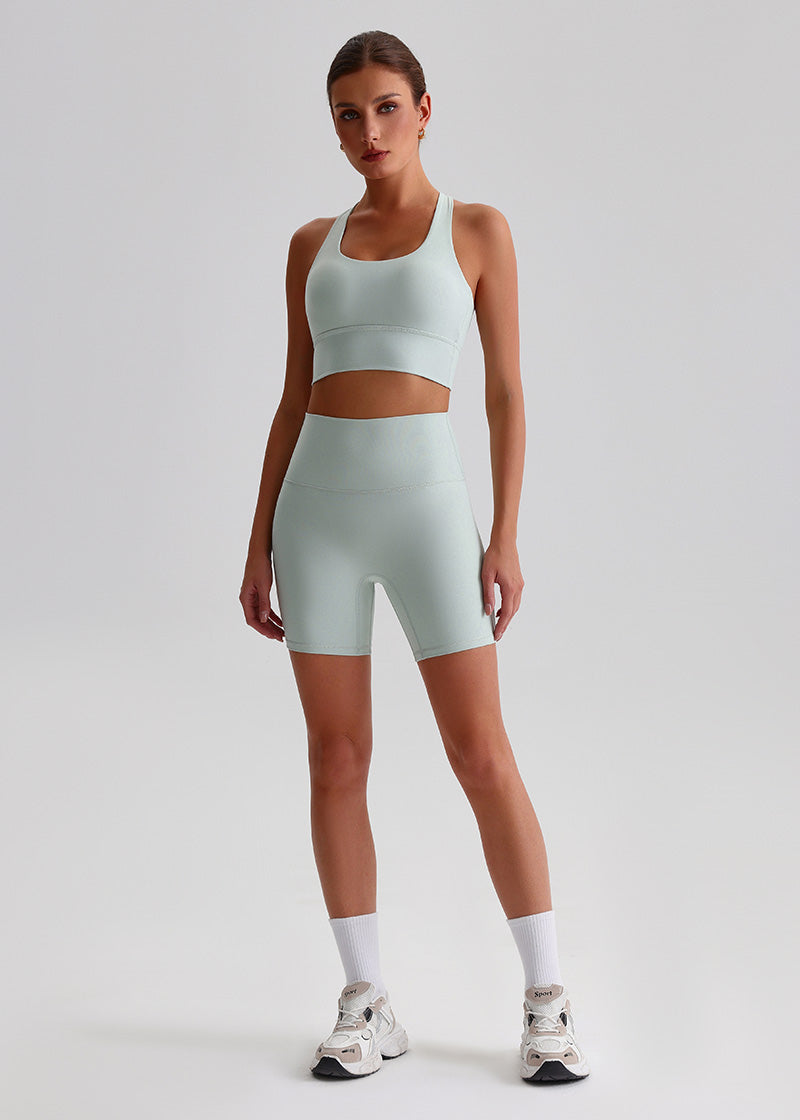 SisFlow™ 2 Piece Workout Set - Cross-back Sports Bra Yoga Shorts