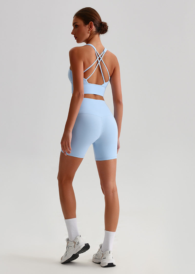 SisFlow™ 2 Piece Workout Set - Cross-back Sports Bra Yoga Shorts