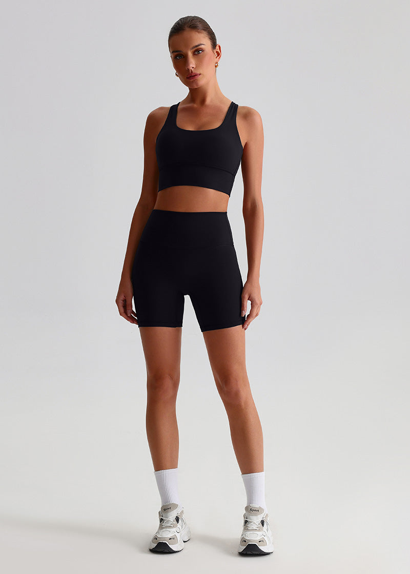 SisFlow™ 2 Piece Workout Set - Cross-back Sports Bra Yoga Shorts