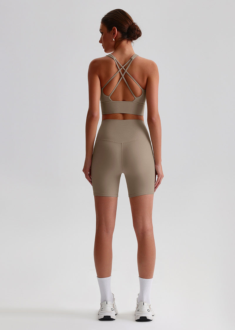 SisFlow™ 2 Piece Workout Set - Cross-back Sports Bra Yoga Shorts