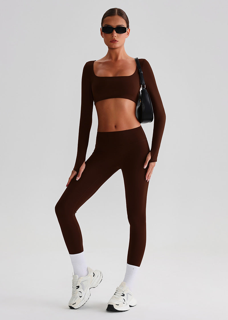SISQUEEN No Line Recycled Leggings - Women’s Activewear-Brown Leggings-06
