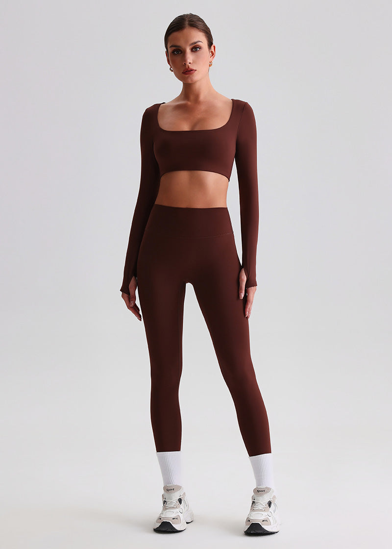 SISQUEEN No Line Recycled Leggings - Women’s Activewear-Brown Leggings-09