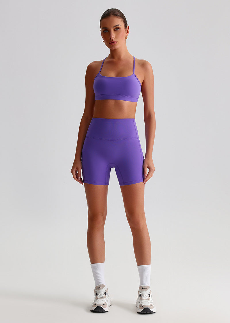 SisFlow™ No Line Yoga Pockets Shorts-Colorful Workout Shorts-Passion Purple-3