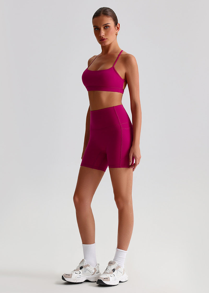 SisFlow™ No Line Yoga Pockets Shorts-Colorful Workout Shorts-Magenta-3