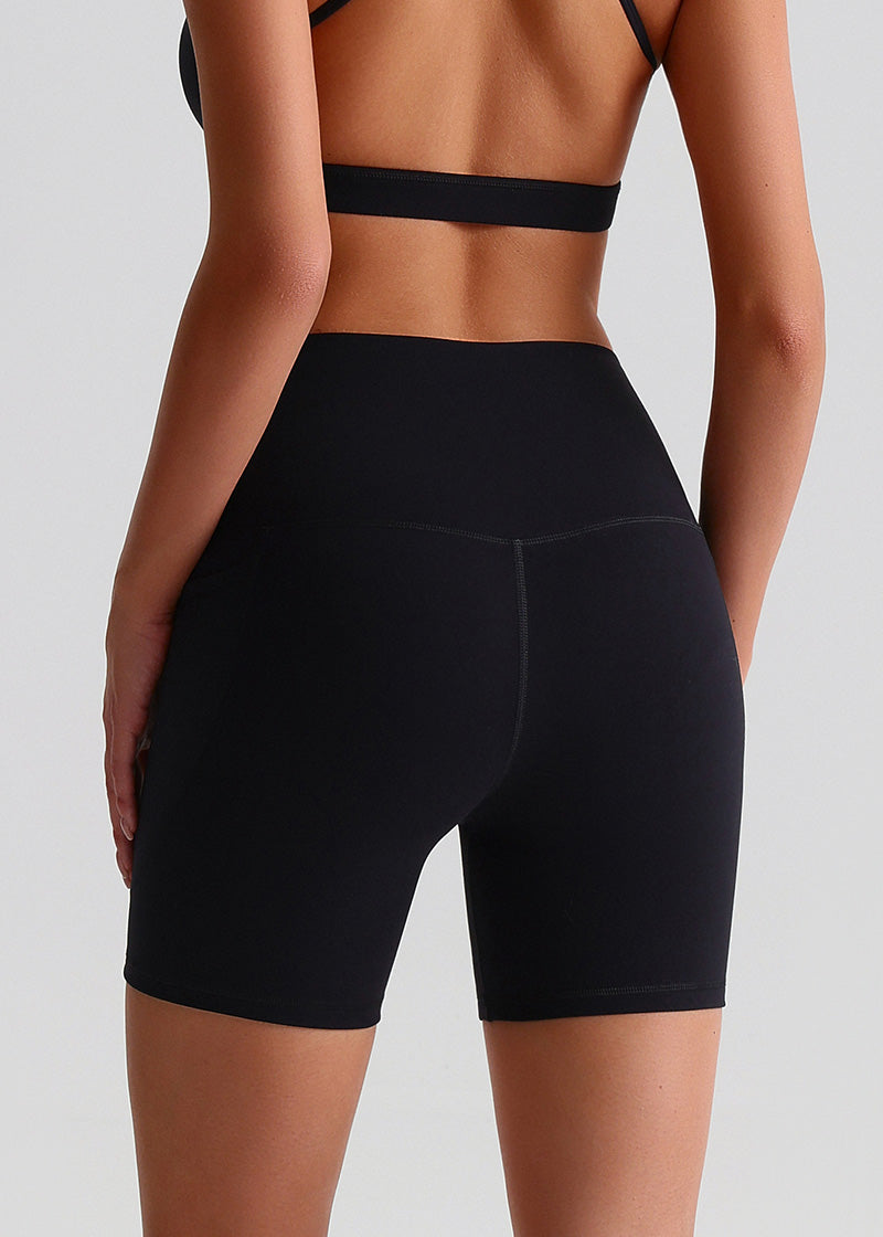SisFlow™ No Line Yoga Pockets Shorts-Colorful Workout Shorts-Black-2