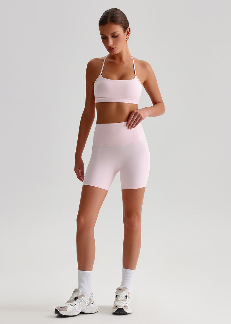 SisFlow™ No Line Yoga Pockets Shorts-Colorful Workout Shorts-Milkshake Pink-3