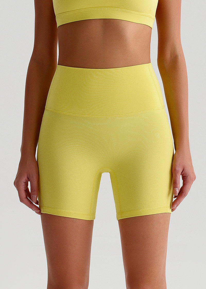SisFlow™ No Line Yoga Pockets Shorts-Colorful Workout Shorts-Jade Yellow-1