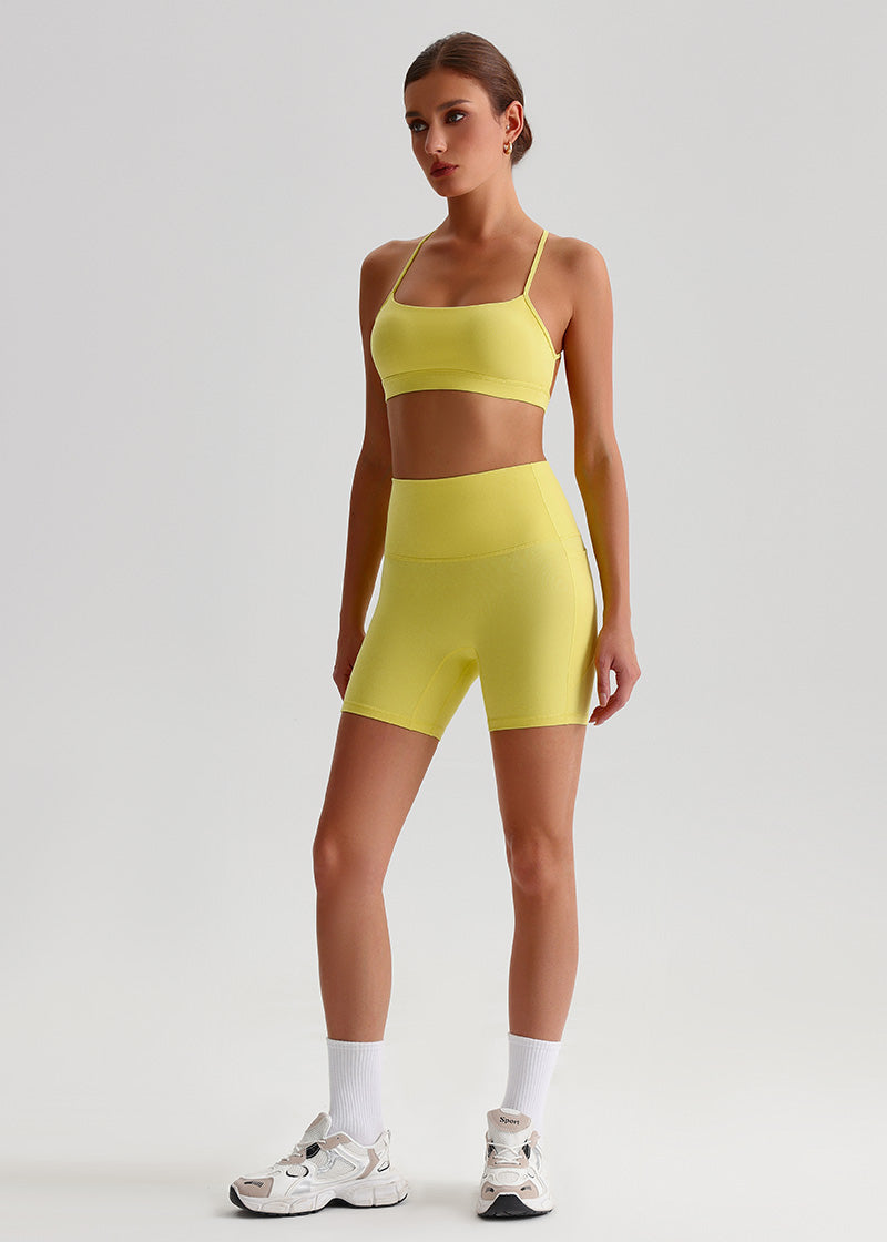 SisFlow™ No Line Yoga Pockets Shorts-Colorful Workout Shorts-Jade Yellow-3