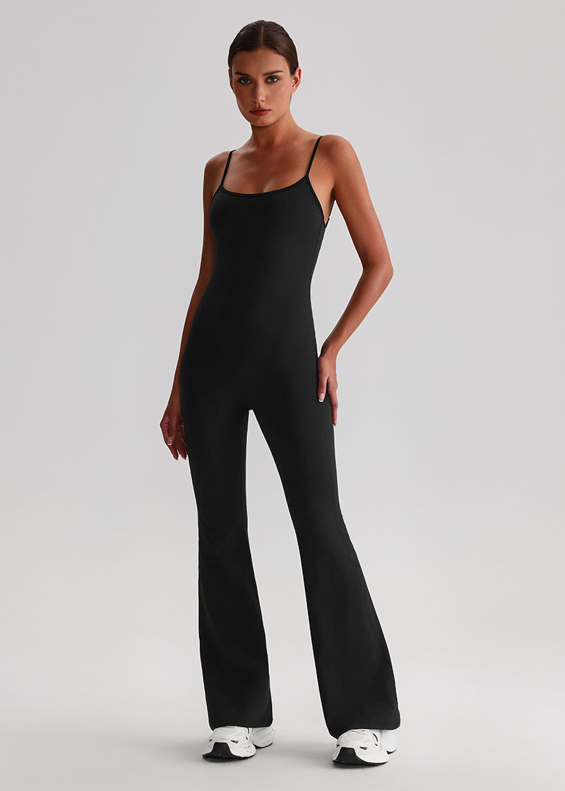SISQUEEN Flared Jumpsuit for Women-Black-1