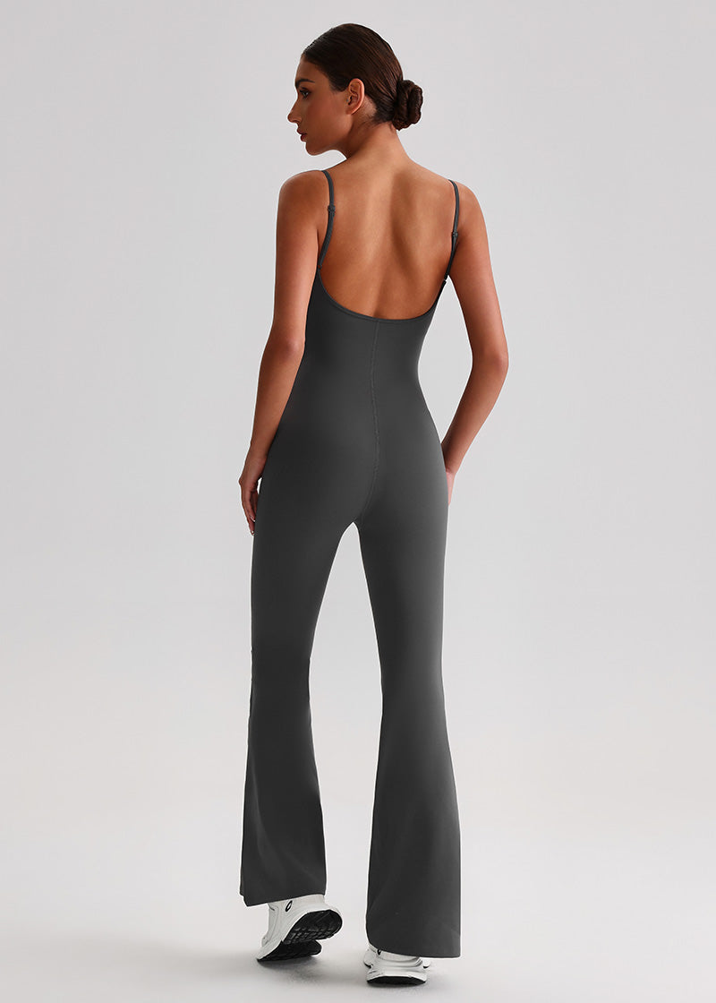 SISQUEEN Flared Jumpsuit for Women-Dark Gray-3
