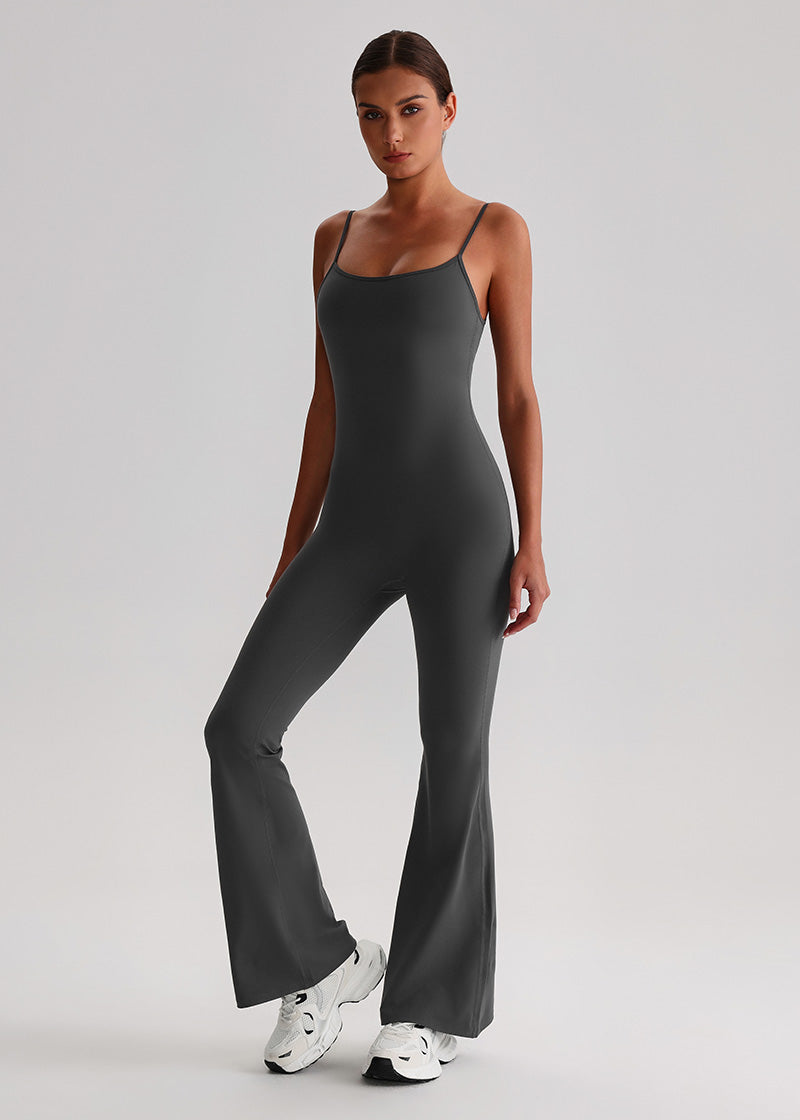 SISQUEEN Flared Jumpsuit for Women-Dark Gray-1