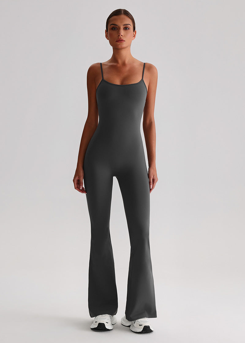 SISQUEEN Flared Jumpsuit for Women-Dark Gray-2