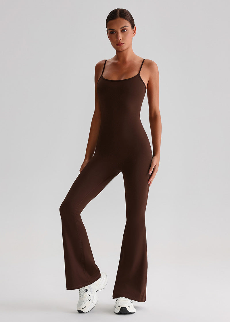 SISQUEEN Flared Jumpsuit for Women-Chocolate Brown-1