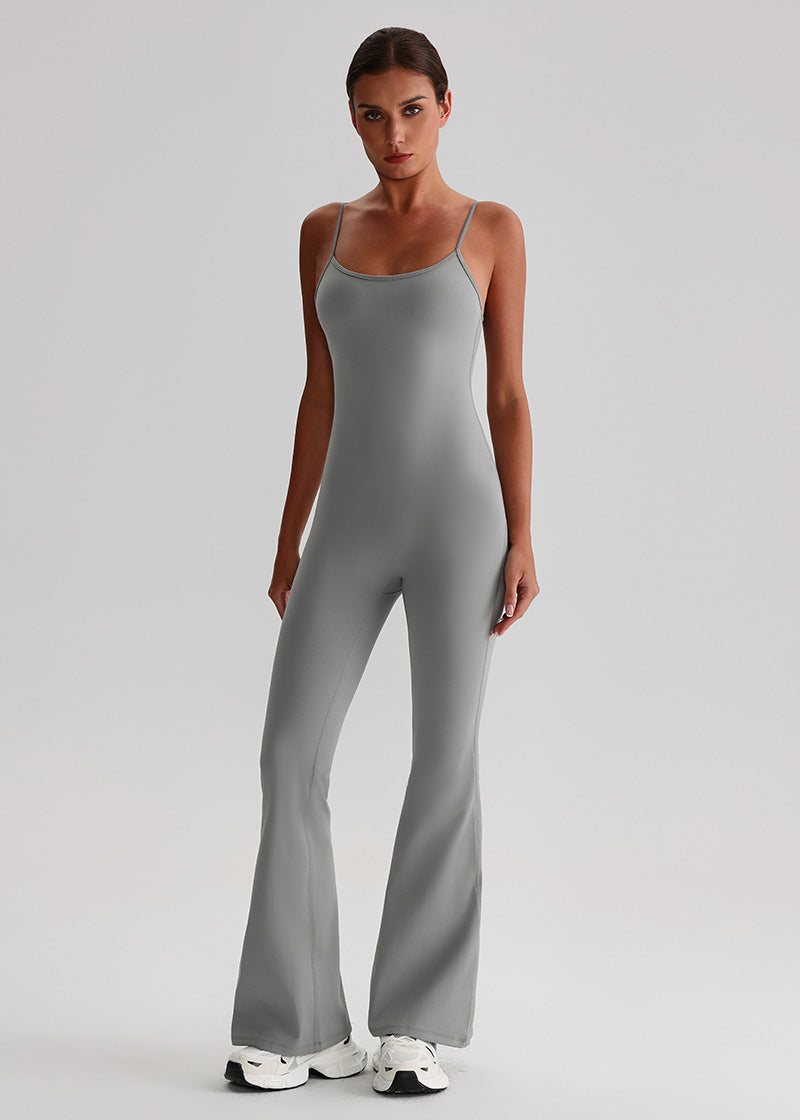 SISQUEEN Flared Jumpsuit for Women-Tech Gray-1