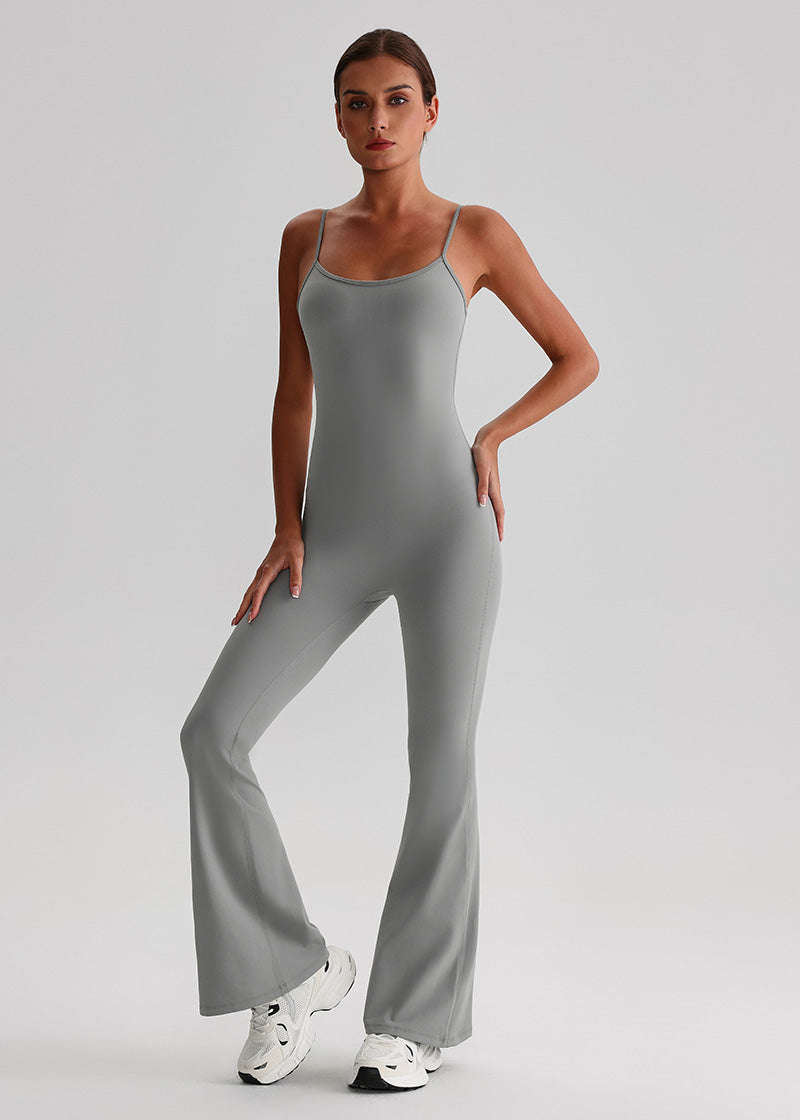 SISQUEEN Flared Jumpsuit for Women-Tech Gray-2