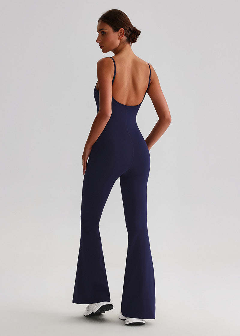 SISQUEEN Flared Jumpsuit for Women-True Navy-3