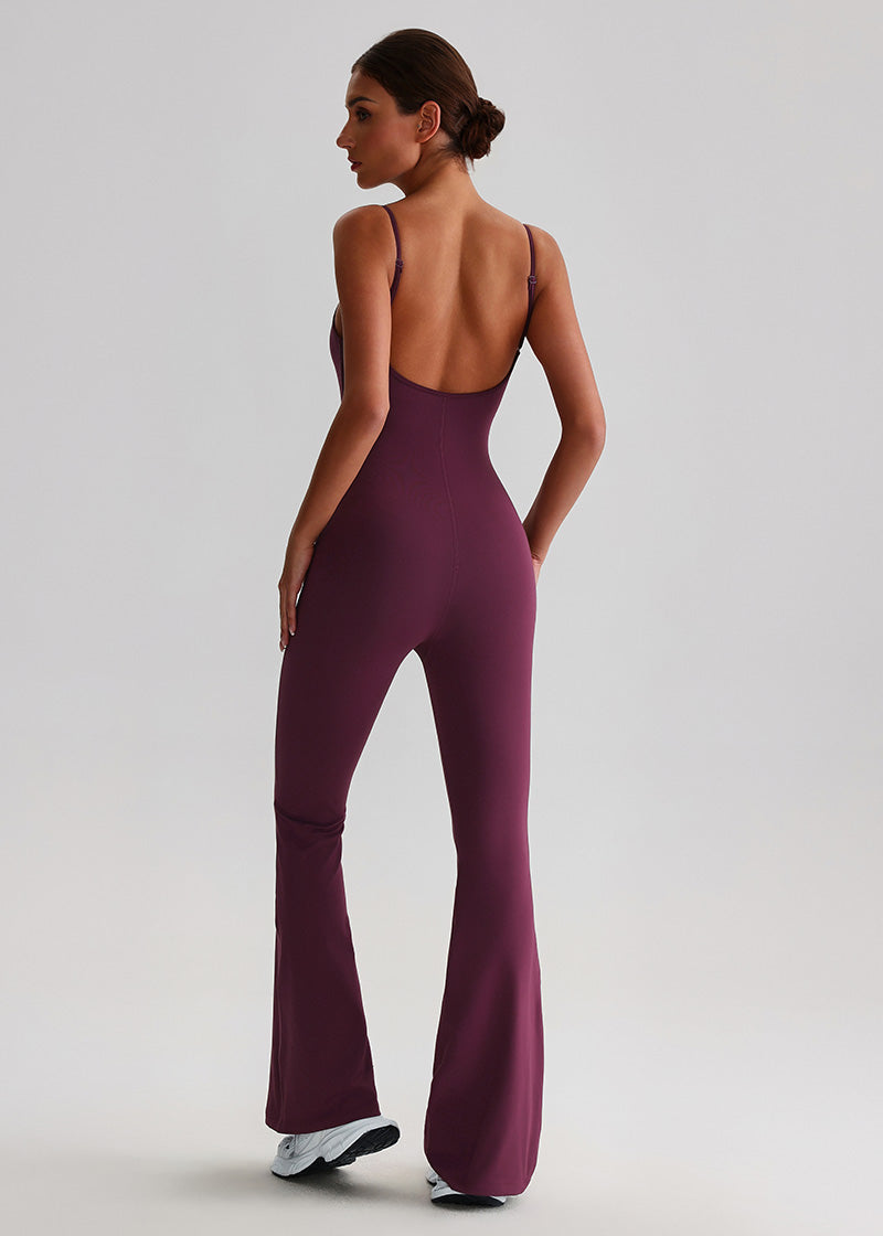 SISQUEEN Flared Jumpsuit for Women-Eggplant Purple-3