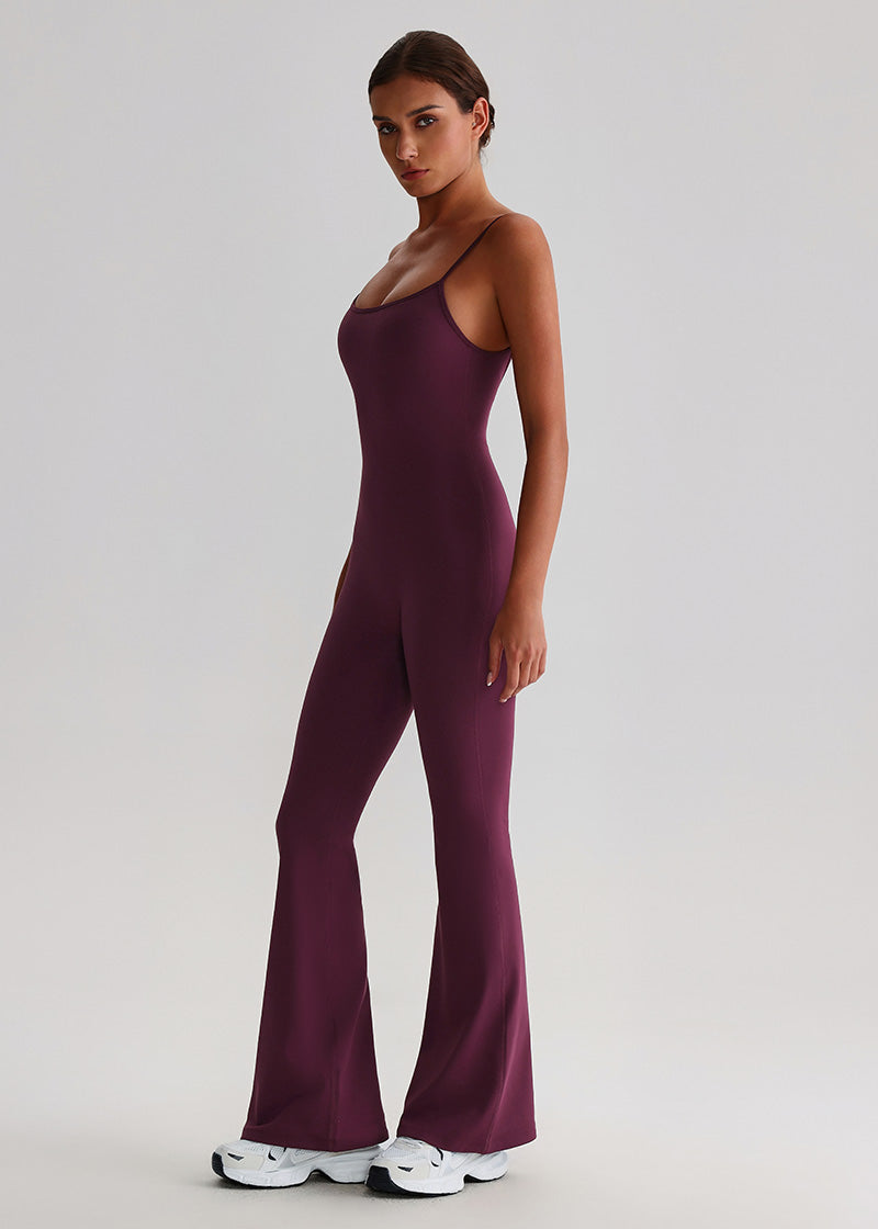 SISQUEEN Flared Jumpsuit for Women-Eggplant Purple-2