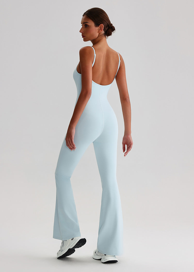 SISQUEEN Flared Jumpsuit for Women-Ice Blue-3
