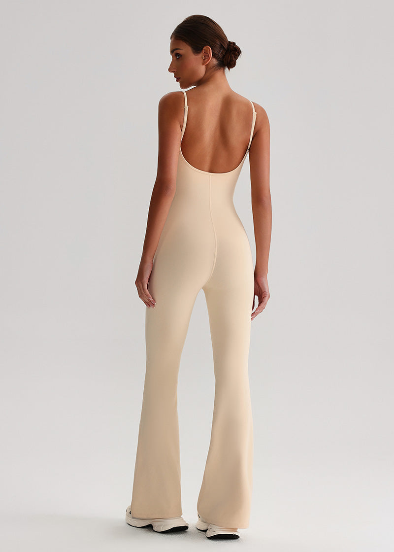 SISQUEEN Flared Jumpsuit for Women-Peanut Butter-3