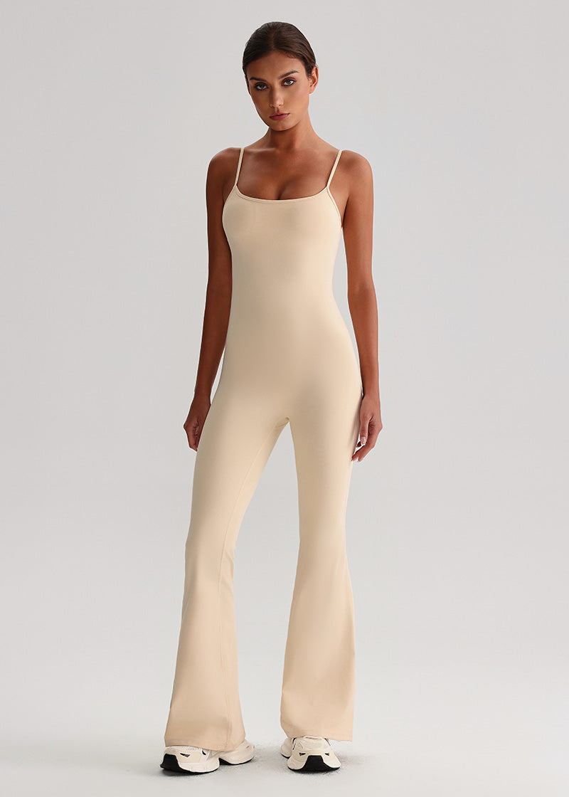 SISQUEEN Flared Jumpsuit for Women-Peanut Butter-1