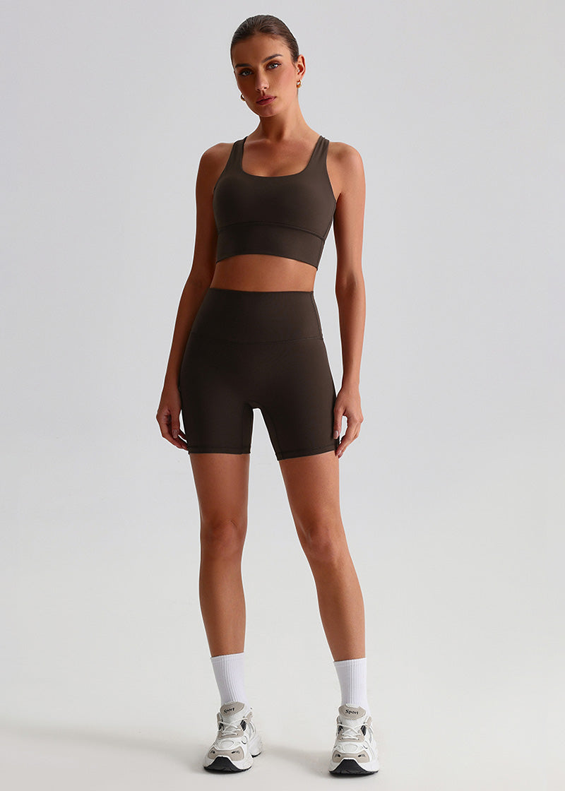 SisFlow™ No Line Yoga Shorts - SISQUEN Colorful Yoga Shorts-Chocolate Brown-3