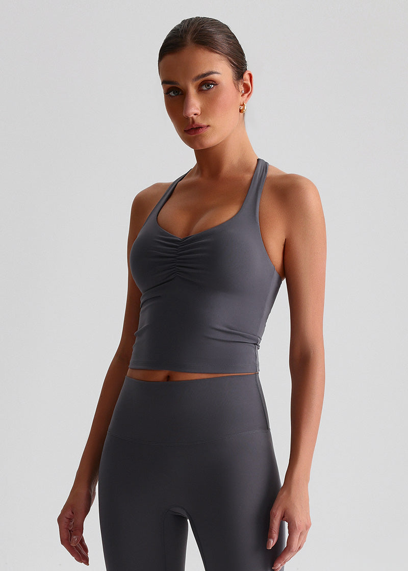 SisFlow™ Ruched V-Neck Yoga Tank Top
