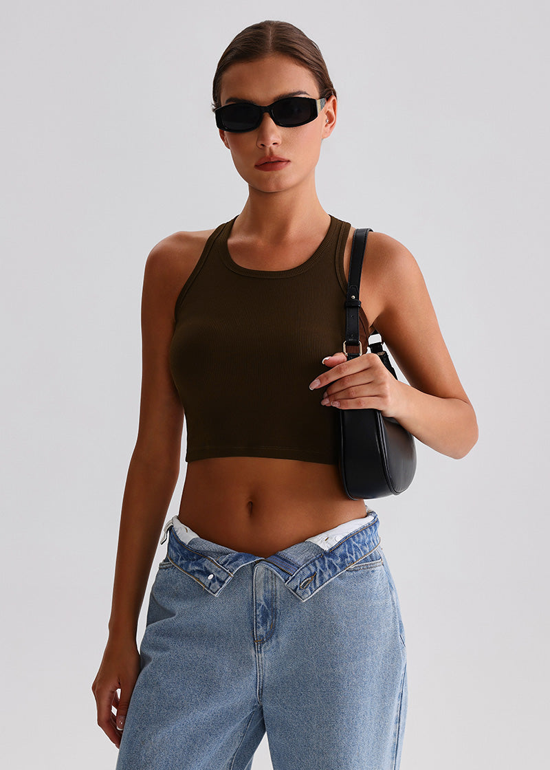 SisRipple™ Ribbed Sleeveless Crop Top