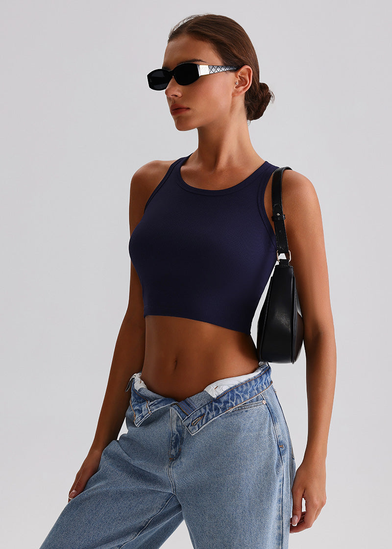 SisRipple™ Ribbed Sleeveless Crop Top