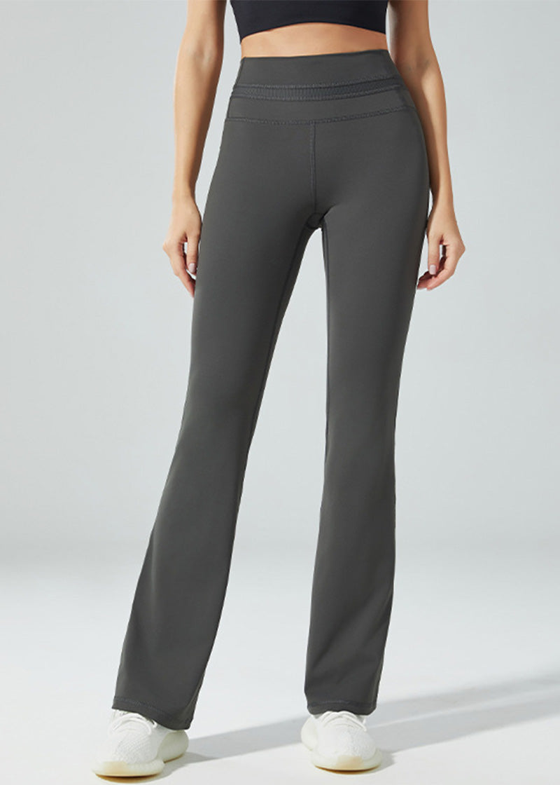 SisFlow™ Ribbed Waist Flare Leggings - Flared Legging Pants-5