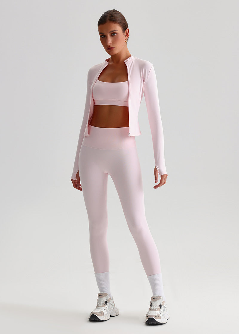 SISQUEEN Fitted Sports Jacket - Women’s Workout Zip Top-Pink Sports Jacket-36