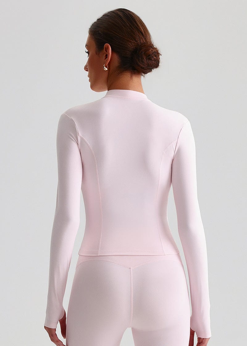 SISQUEEN Fitted Sports Jacket - Women’s Workout Zip Top-Pink Sports Jacket-35