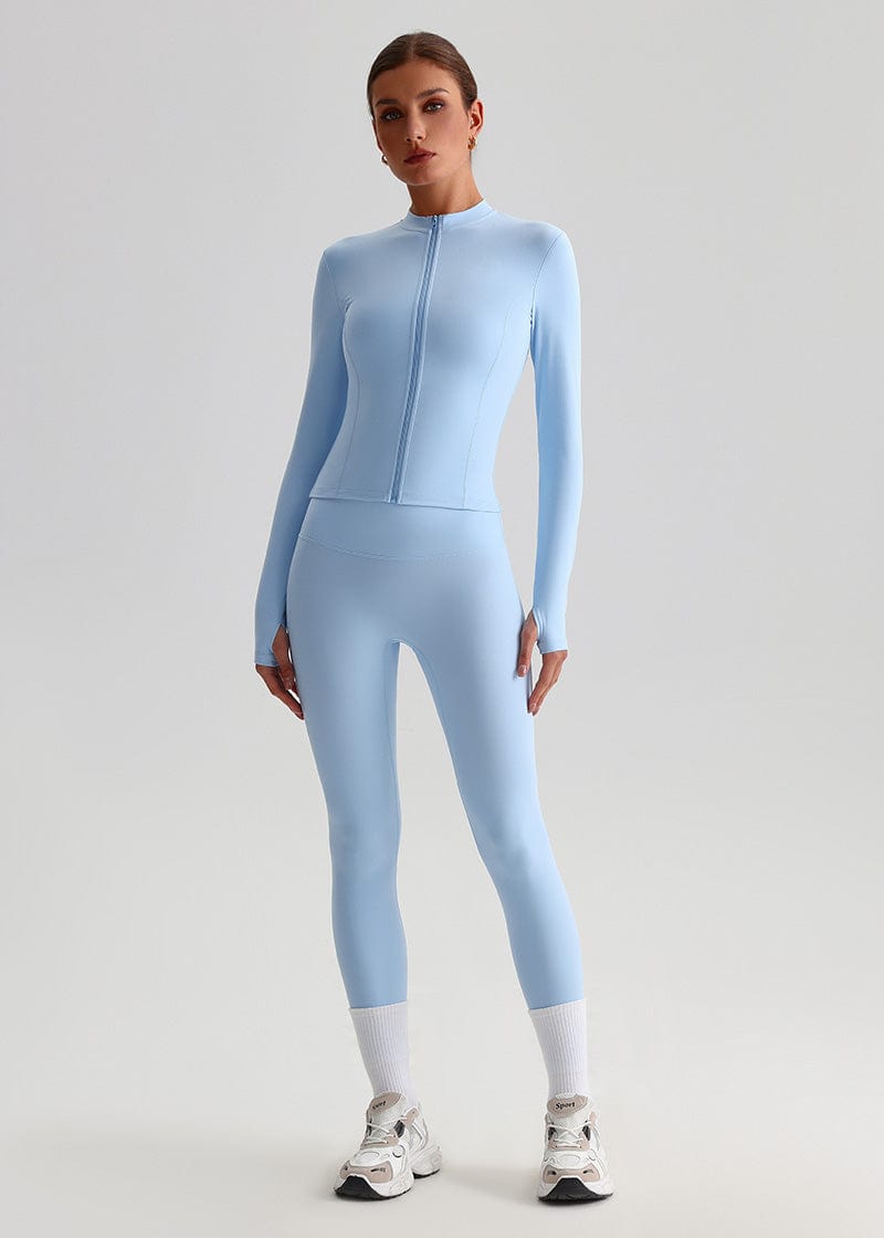 SISQUEEN Fitted Sports Jacket - Women’s Workout Zip Top-Blue Sports Jacket-27