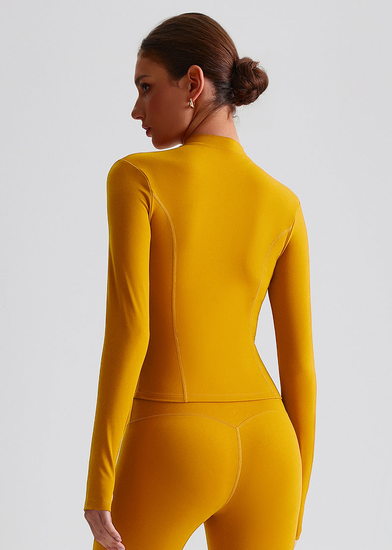 SISQUEEN Fitted Sports Jacket - Women’s Workout Zip Top-Yellow Sports Jacket-17