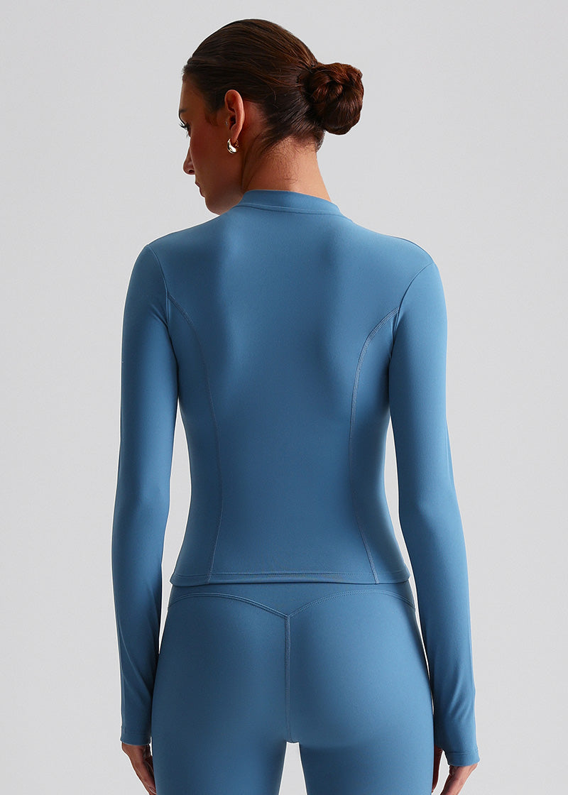 SISQUEEN Fitted Sports Jacket - Women’s Workout Zip Top-Blue Sports Jacket-14