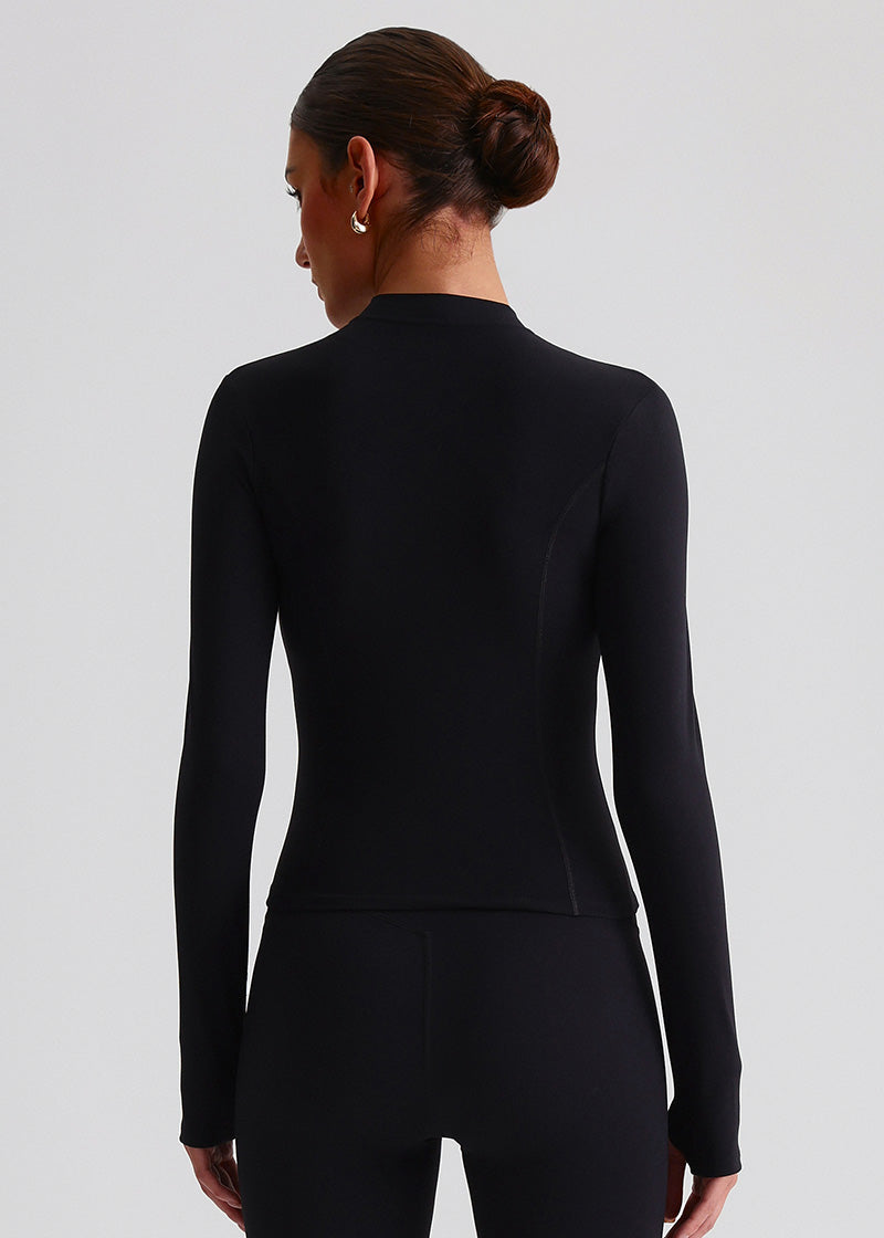 SISQUEEN Fitted Sports Jacket - Women’s Workout Zip Top-Black Sports Jacket-02