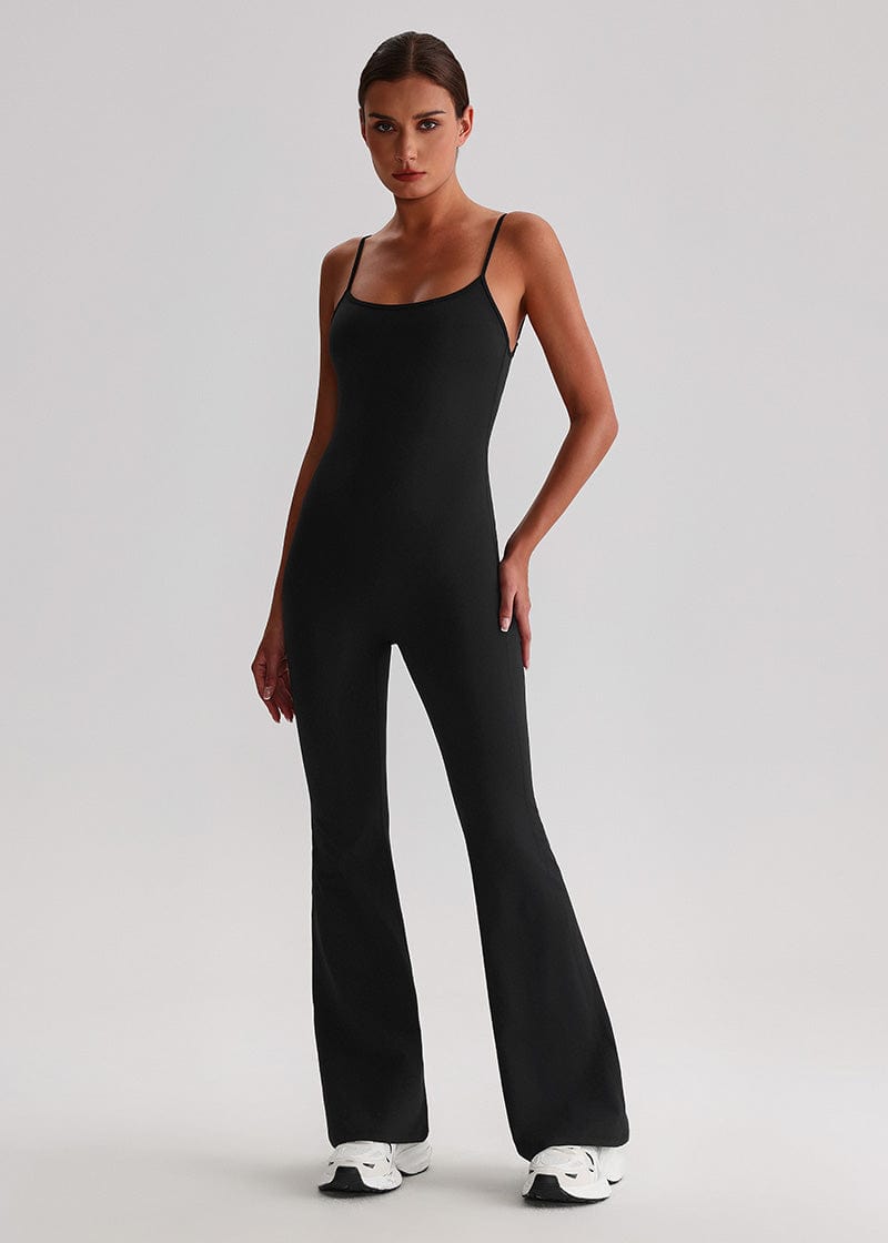SISQUEEN Flared Jumpsuit for Women-Black-1