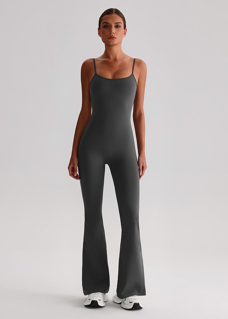 SISQUEEN Flared Jumpsuit for Women-Dark Gray-2