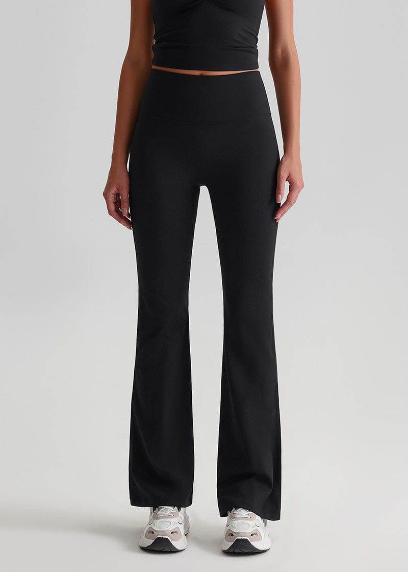 SISQUEEN No Line Flared Leggings - Casual Active Pants-Black Flared Leggings-01