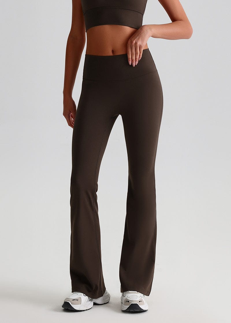 SISQUEEN No Line Flared Leggings - Casual Active Pants-Brown Flared Leggings-04