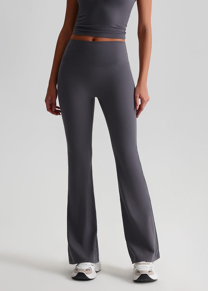 SISQUEEN No Line Flared Leggings - Casual Active Pants-Grey Flared Leggings-07