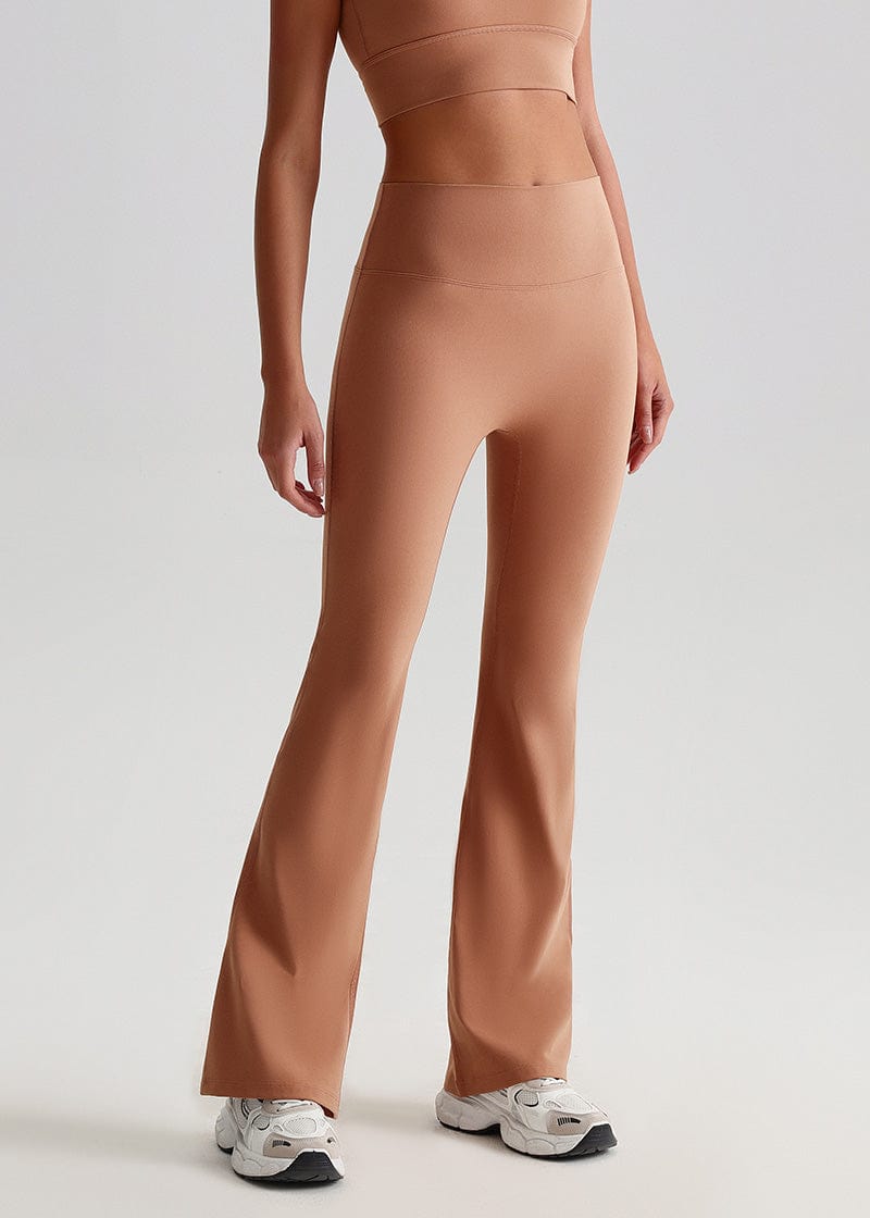 SISQUEEN No Line Flared Leggings - Casual Active Pants-Brown Flared Leggings-019