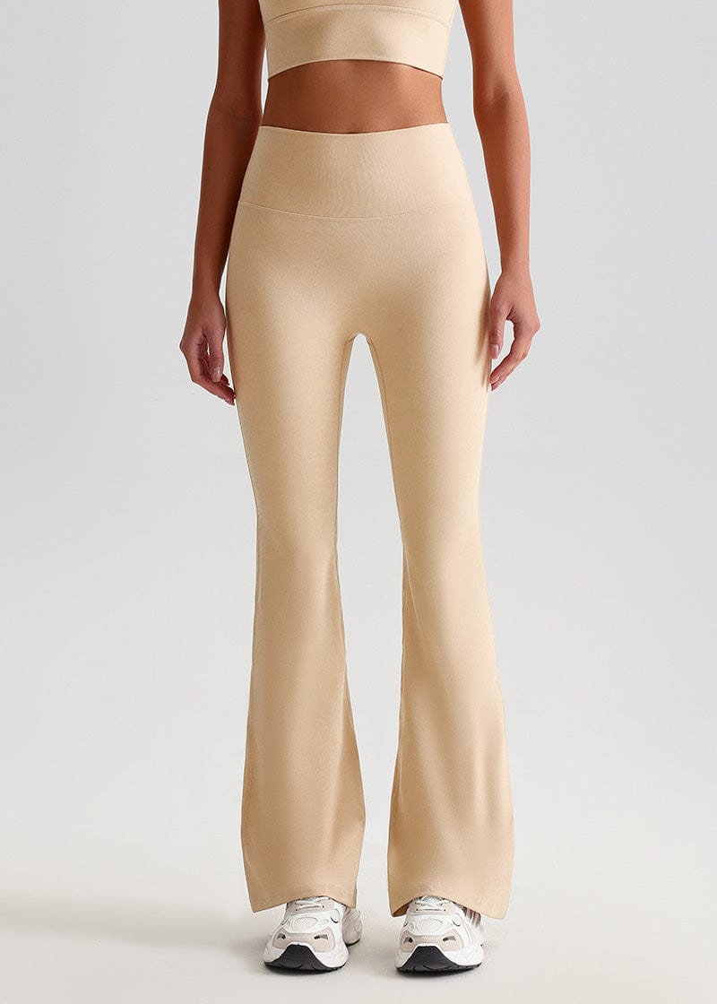 SISQUEEN No Line Flared Leggings - Casual Active Pants-White Flared Leggings-016