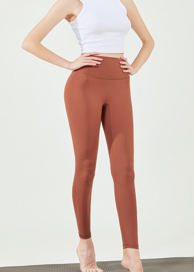 SisFlow™ 7/8 No Line Waist Pockets Leggings - SISQUEEN - Brown Rust
