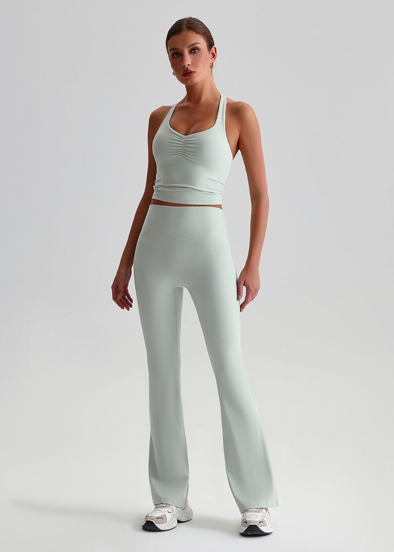 SISQUEEN No Line Flared Leggings - Casual Active Pants-Blue Flared Leggings-027