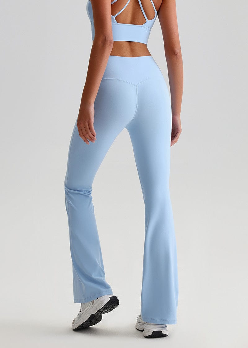 SISQUEEN No Line Flared Leggings - Casual Active Pants-Blue Flared Leggings-023