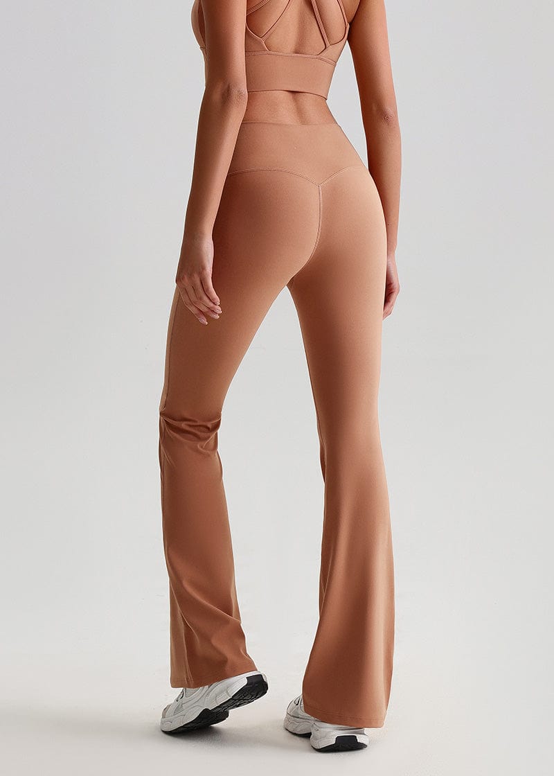 SISQUEEN No Line Flared Leggings - Casual Active Pants-Brown Flared Leggings-020