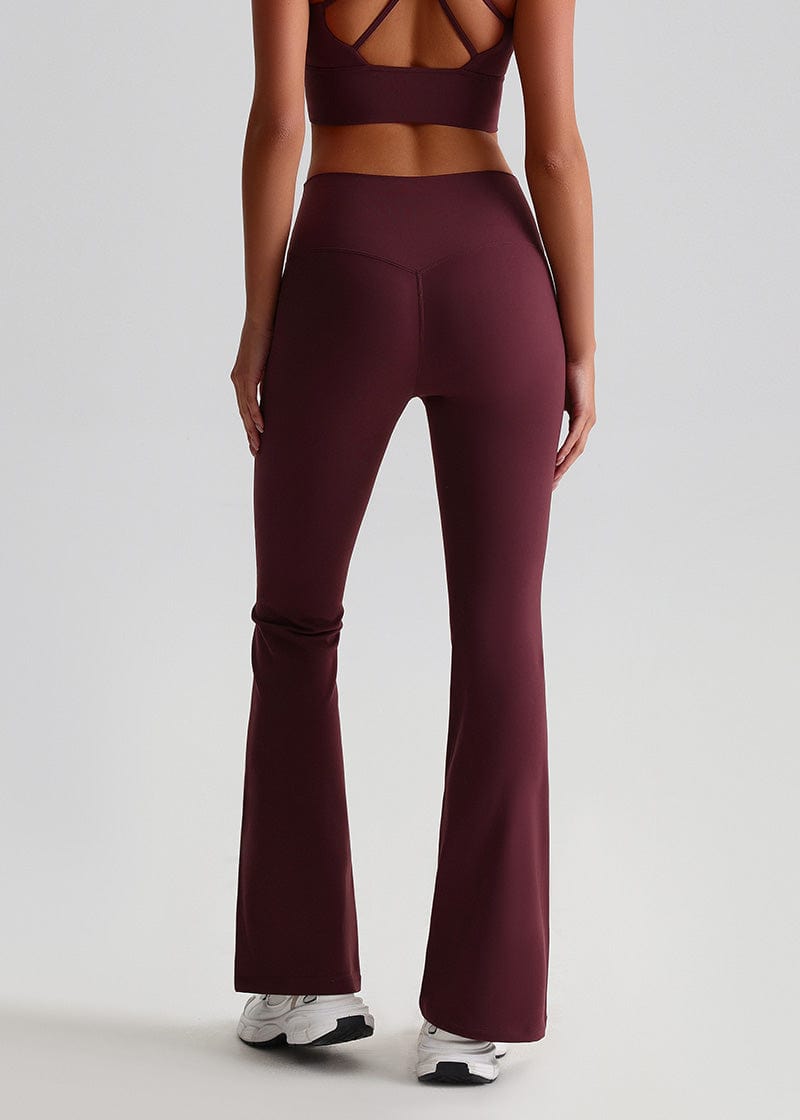 SISQUEEN No Line Flared Leggings - Casual Active Pants-Brown Flared Leggings-011